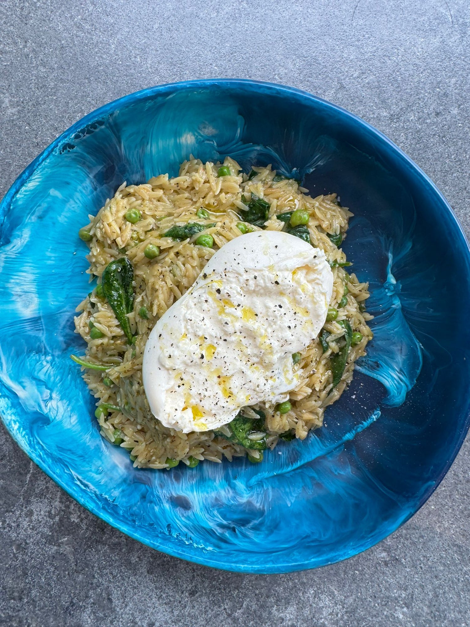Pesto Orzo with Burrata
