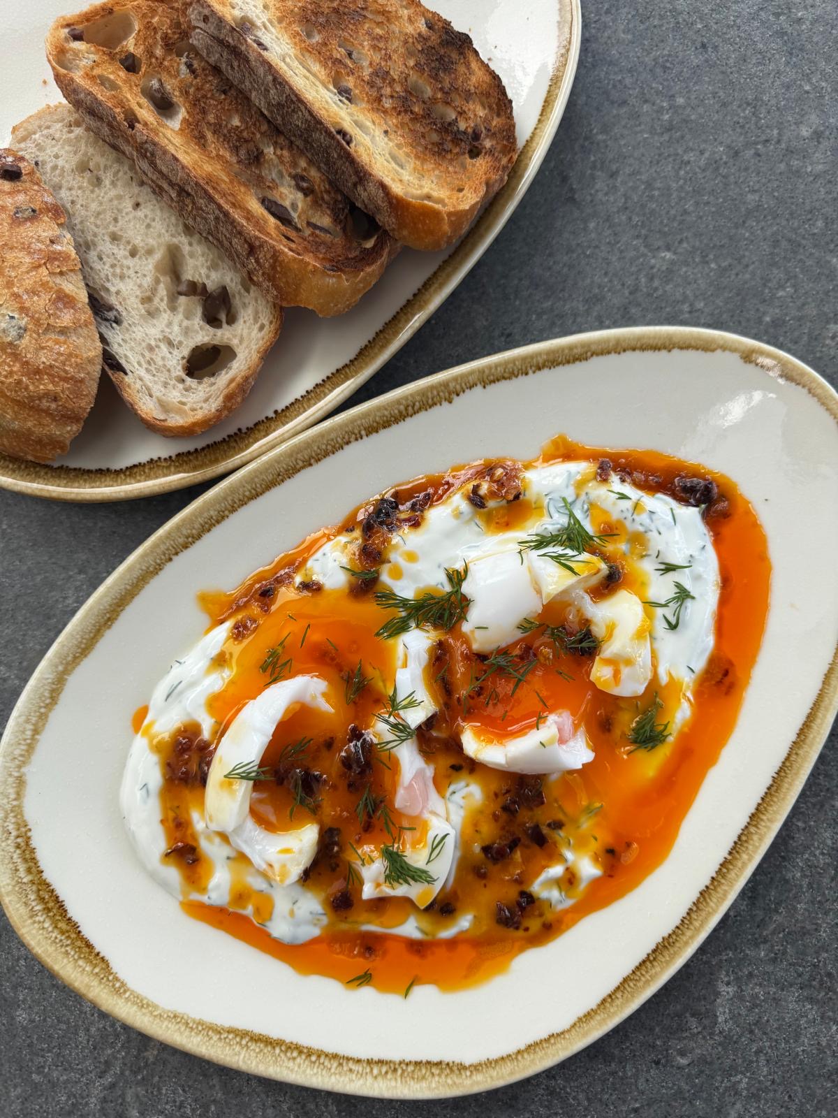 Jammy Eggs with Chilli Butter and Garlic Yoghurt