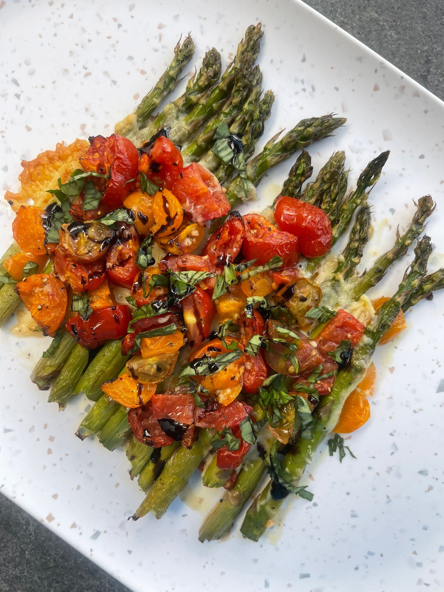 Parmesan Roasted Asparagus with Tomatoes