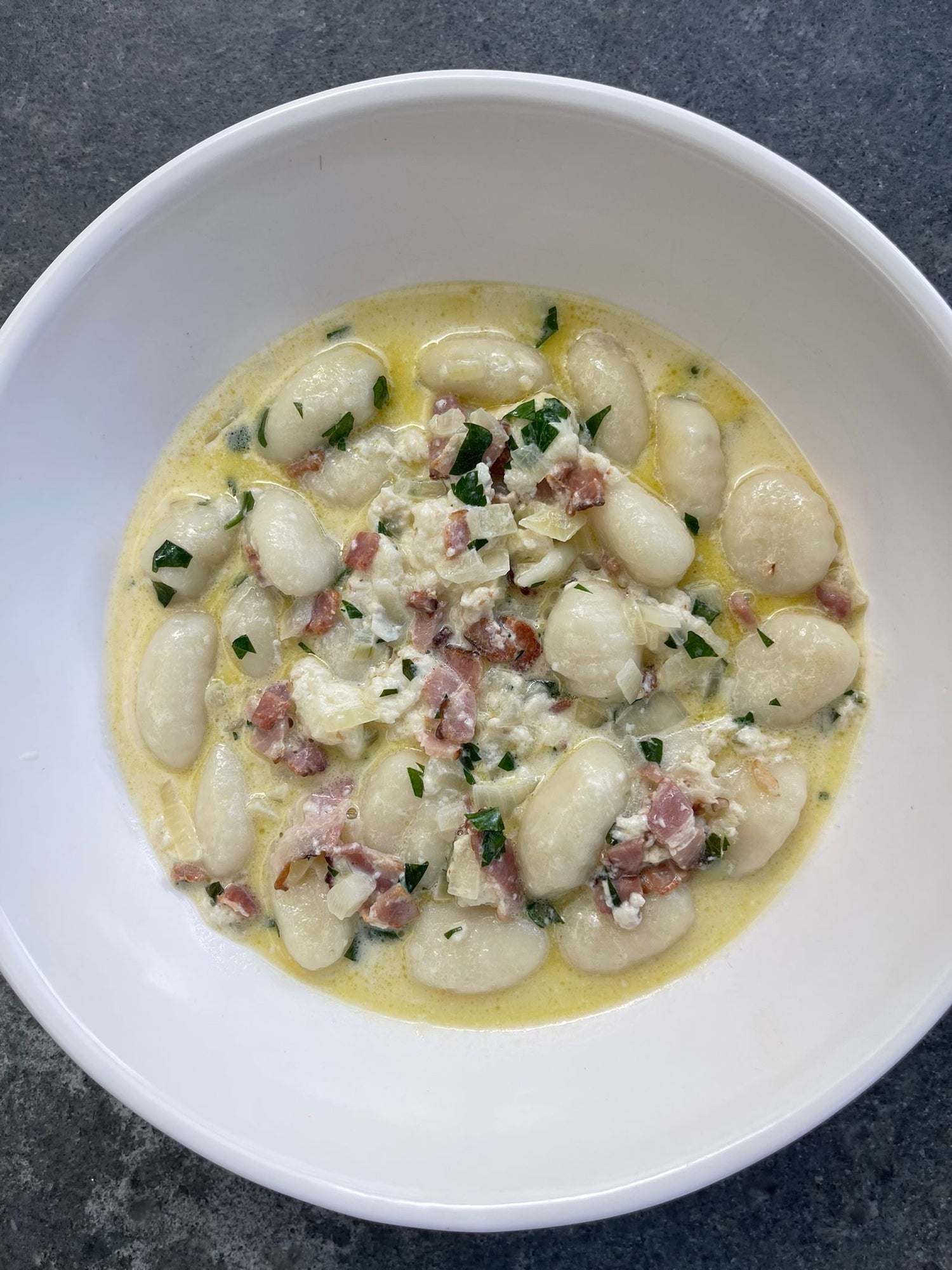 Gnocchi with Brie and Bacon