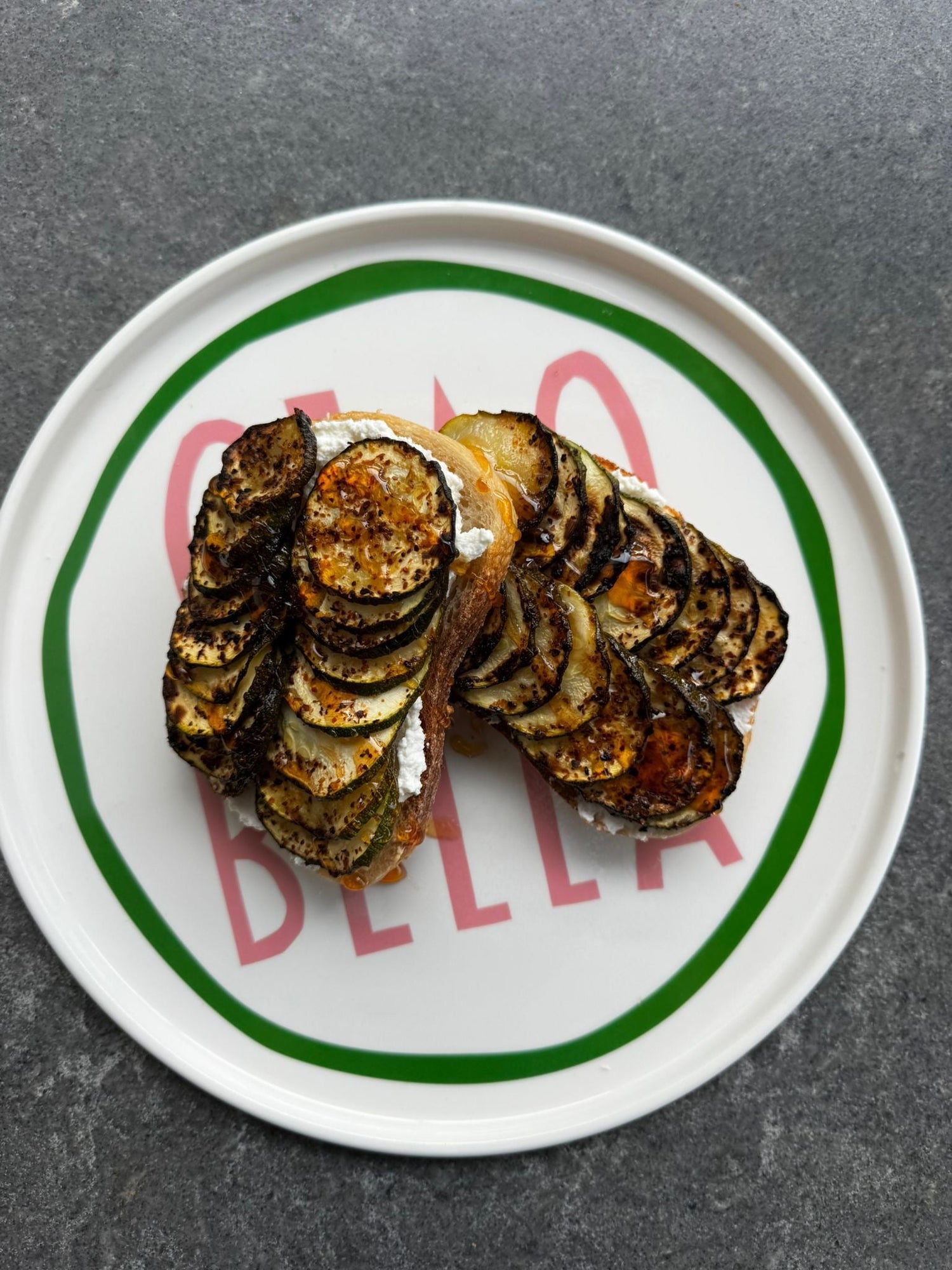Roasted Zucchini with Ricotta and Hot Honey