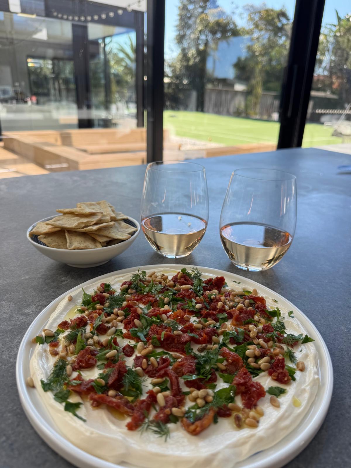 Whipped Feta with Sun-dried Tomatoes and Toasted Pine Nuts Dip