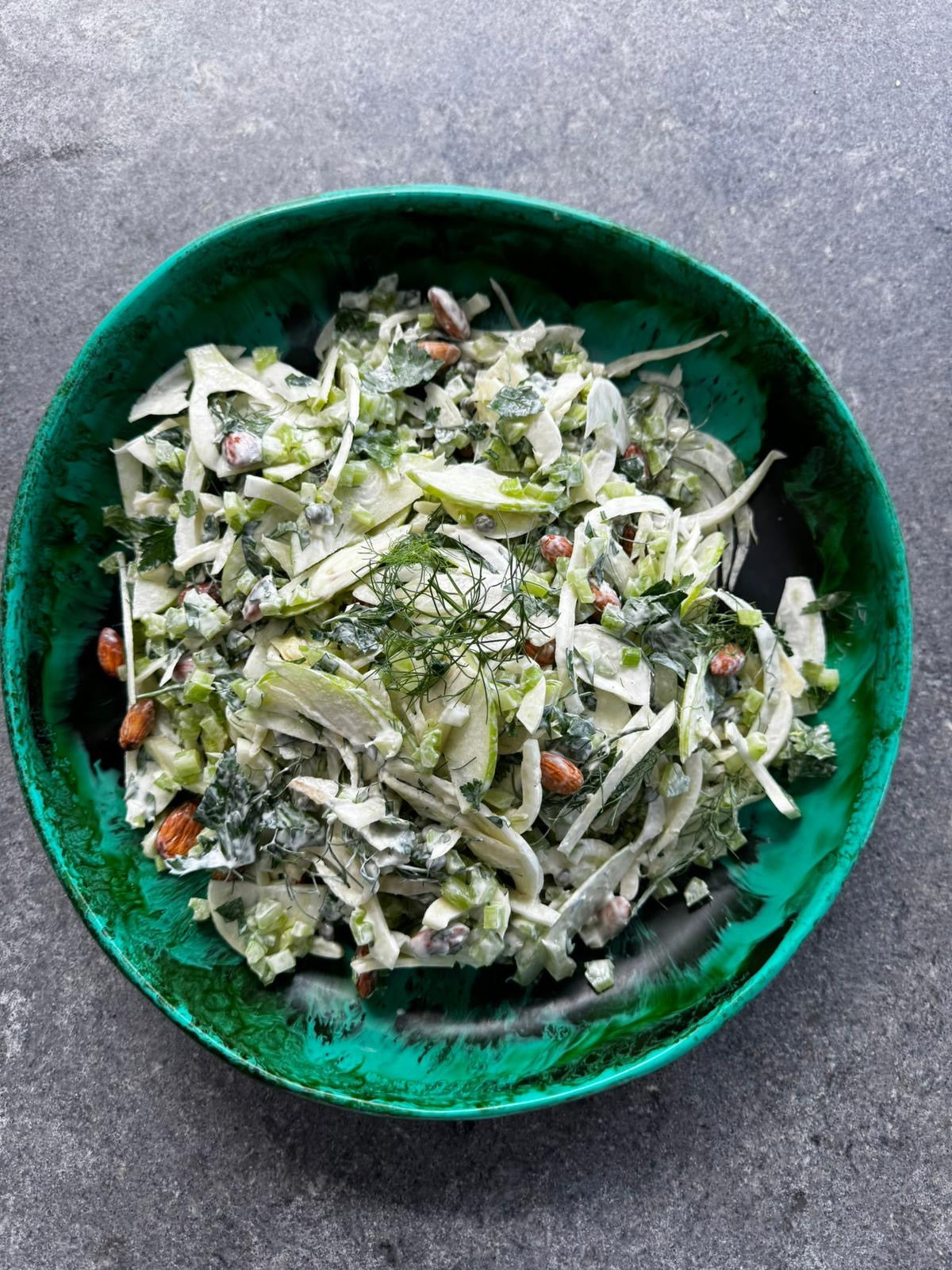 Creamy Fennel, Apple and Almond Slaw